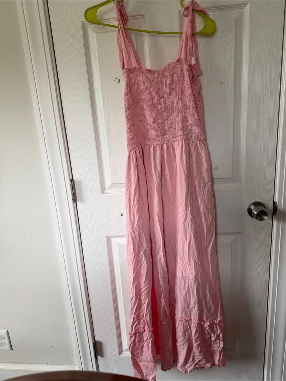 Pink Tie-Strap Maxi Dress